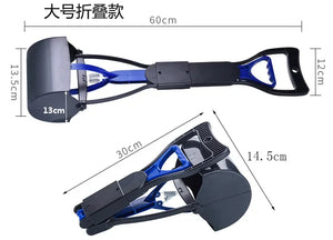 Foldable long-handle poop scooper for outdoor dog cleanup