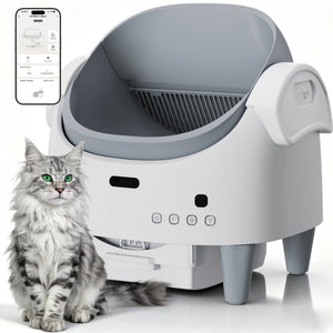 Self-cleaning open-top litter box with app control for cats