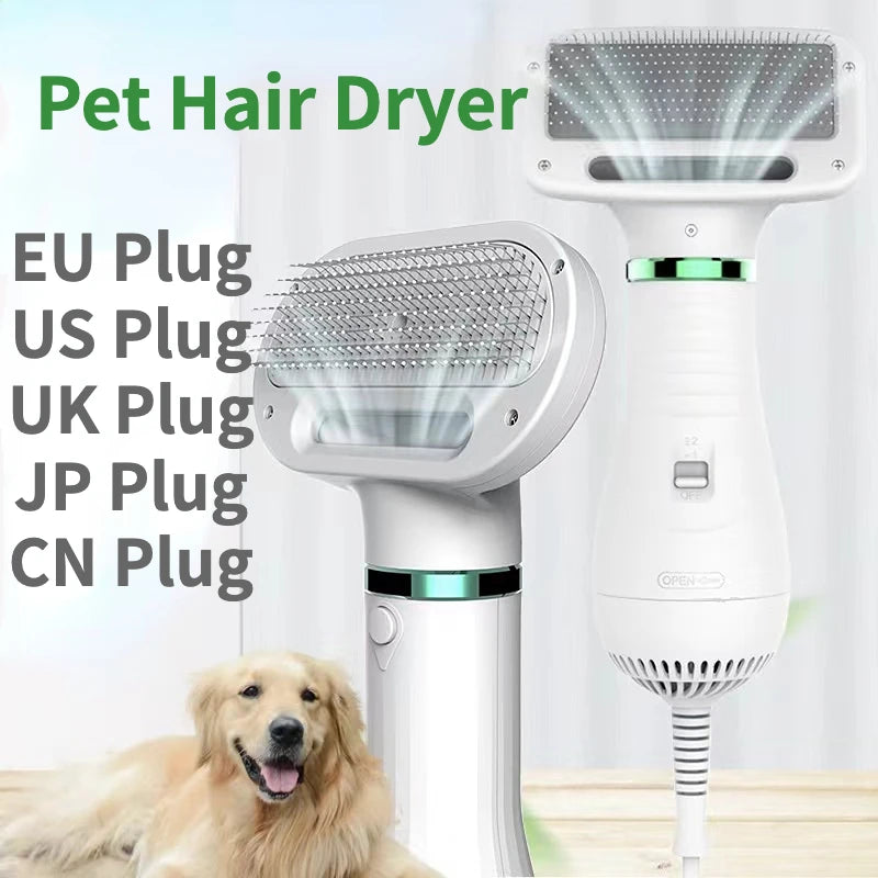 Electric 2-in-1 hair dryer and grooming comb for dogs and cats