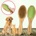 Double-sided bamboo grooming brush for dog coat care