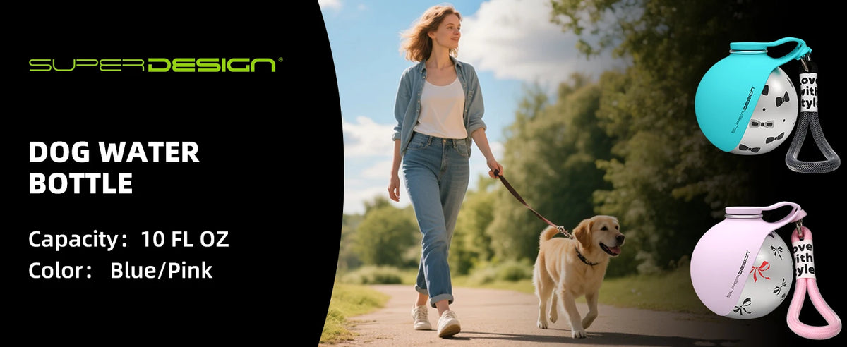 Leak-proof stainless steel water bottle with bowl attachment for dogs