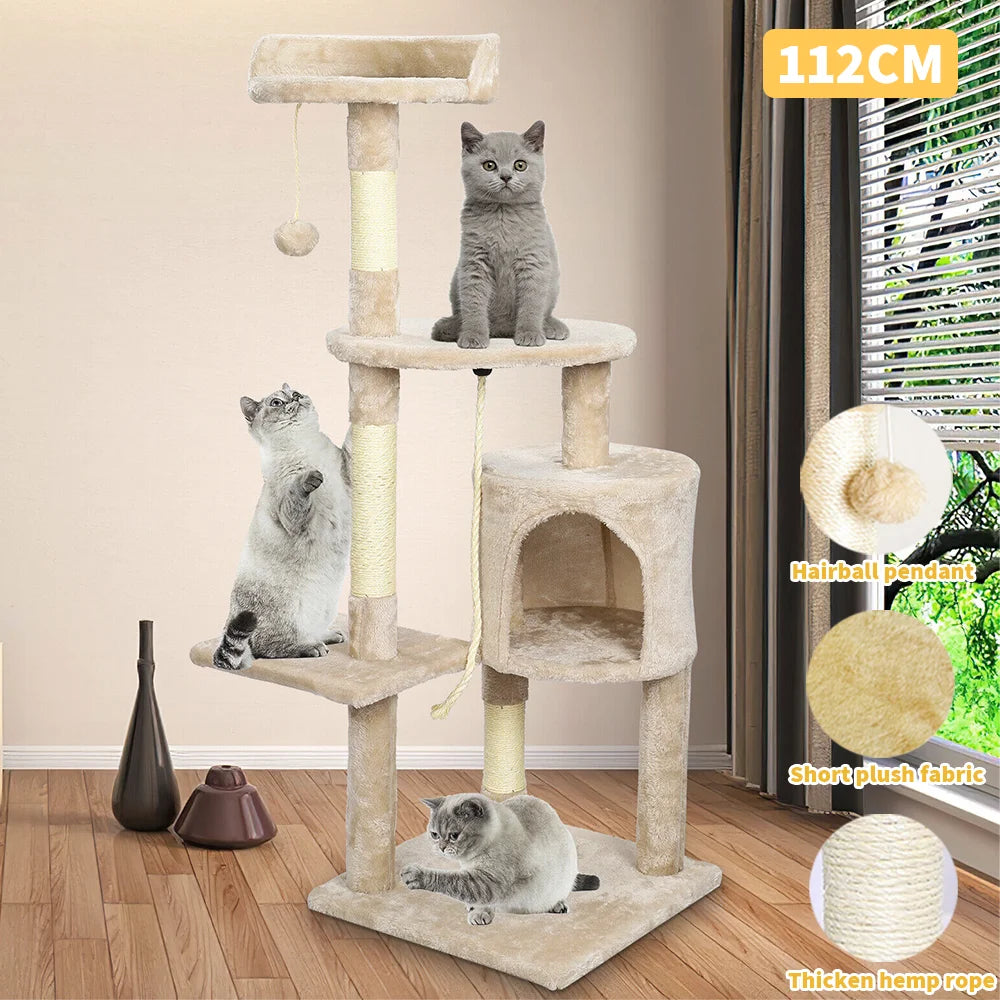 Cat tree condo with scratching post and cosy perches