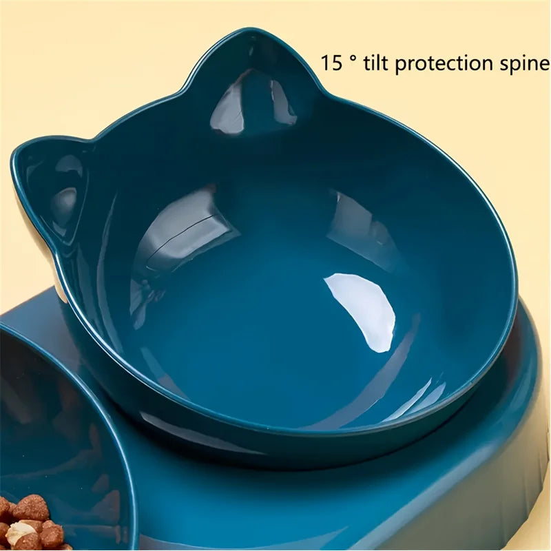 Three-bowl plastic feeding station for cats