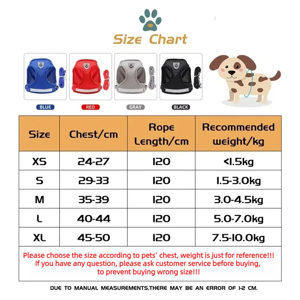 Reflective mesh harness and lead set for cats and small dogs