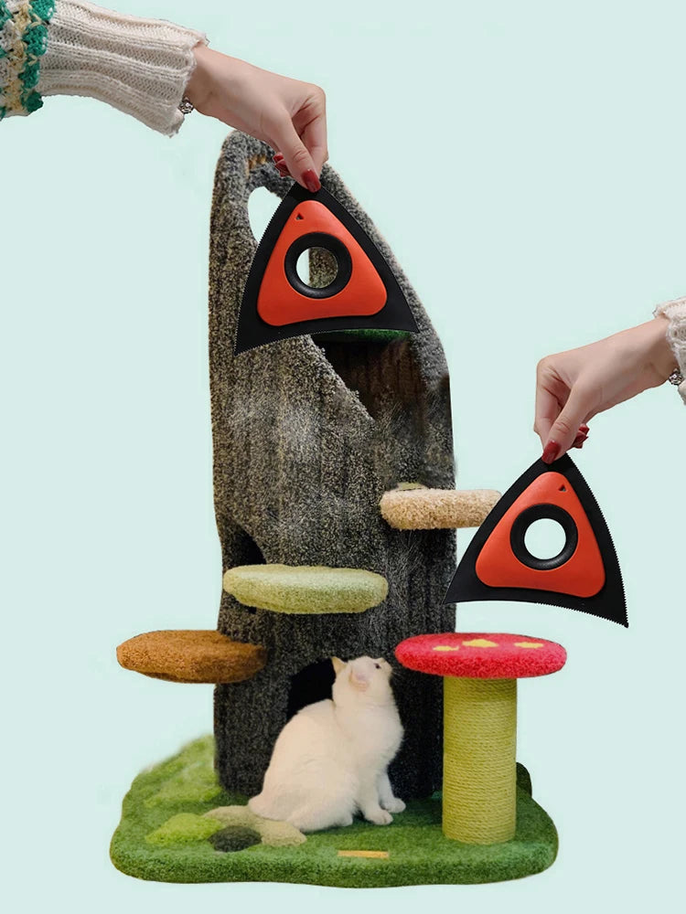 Reusable triangular pet hair remover brush for furniture and carpets