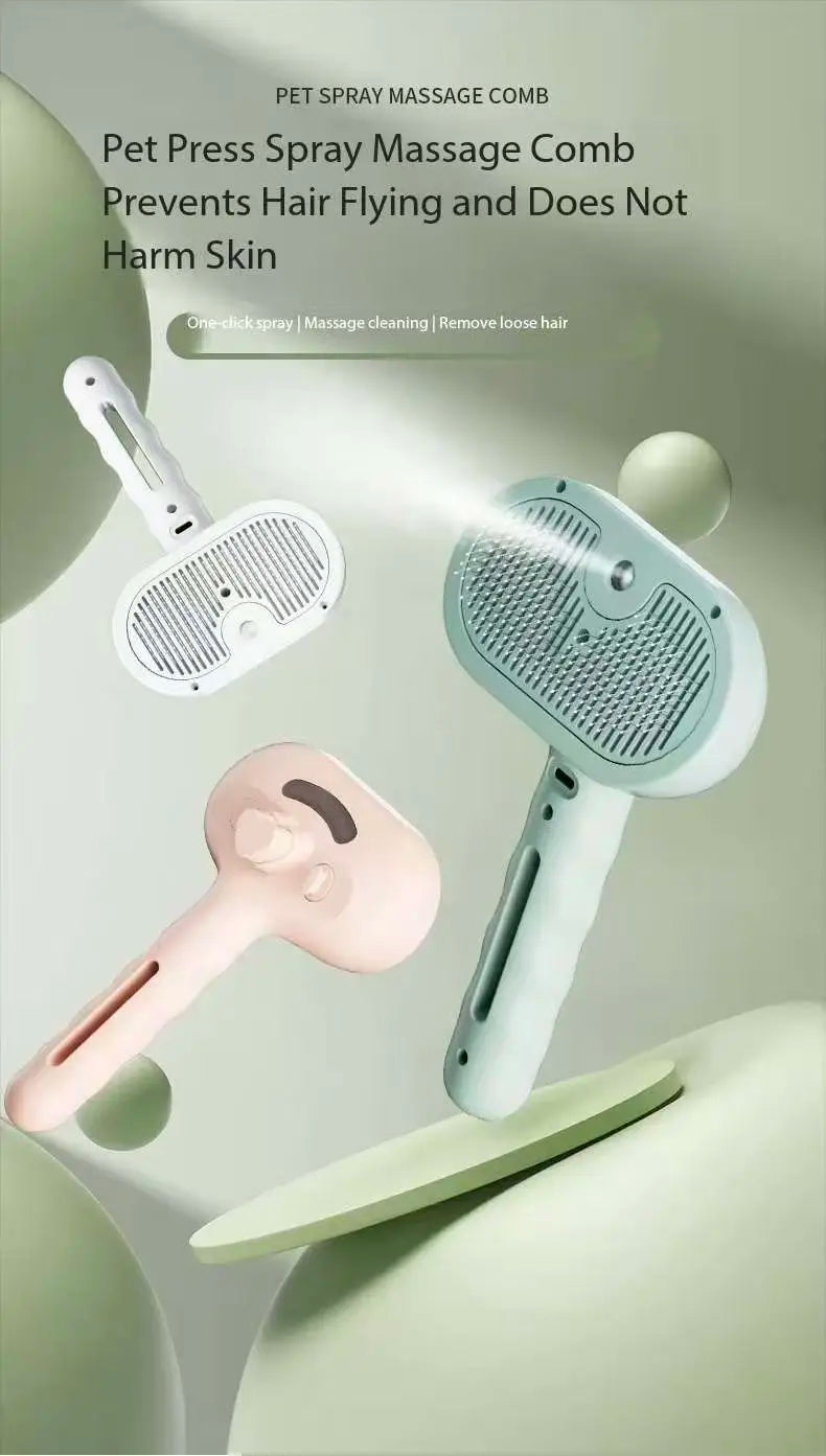 Spray mist grooming comb for cat fur cleaning and massage