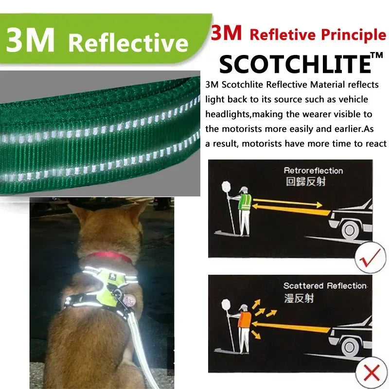 Reflective breathable nylon vest harness for small to large dogs