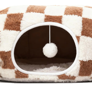 Donut tunnel bed with interactive ball and washable cushion for cats