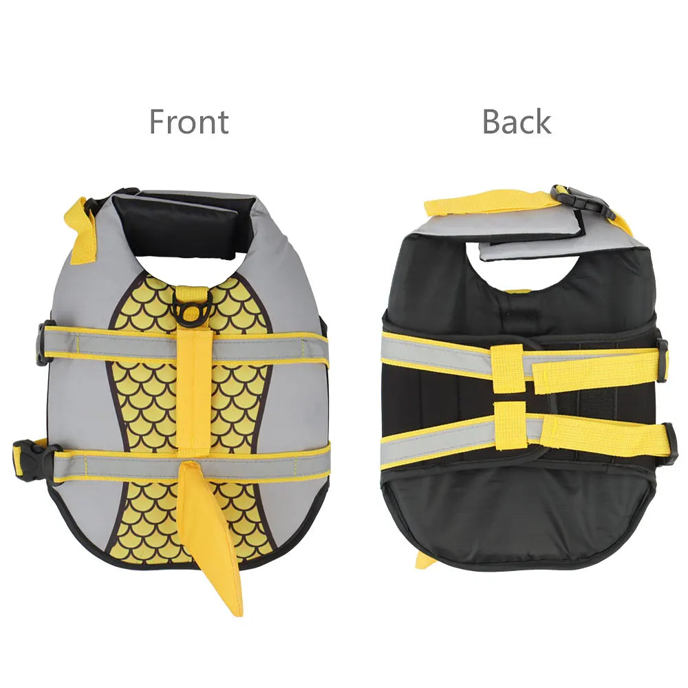 Shark-print swim vest life jacket for dogs