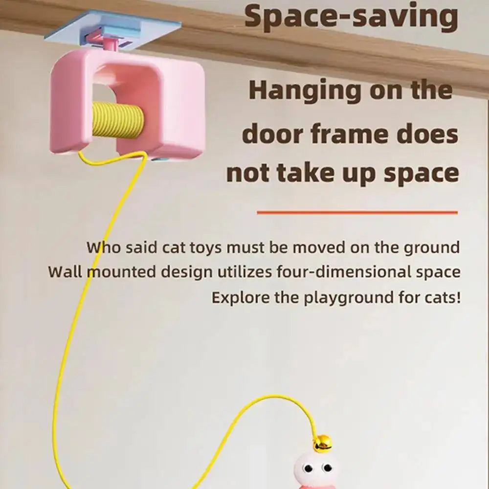 Automatic rechargeable hanging teaser toy for interactive cat play