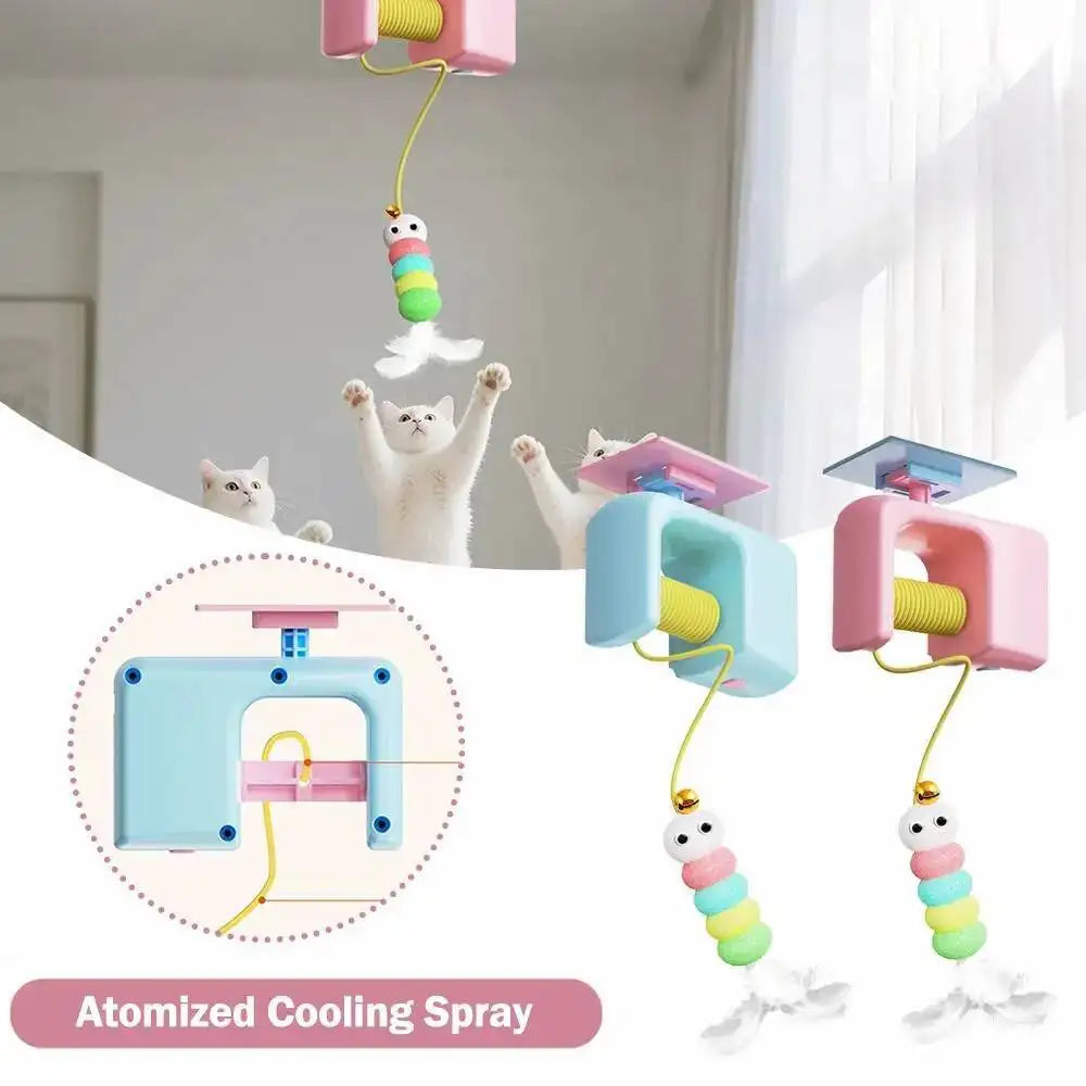 Automatic rechargeable hanging teaser toy for interactive cat play