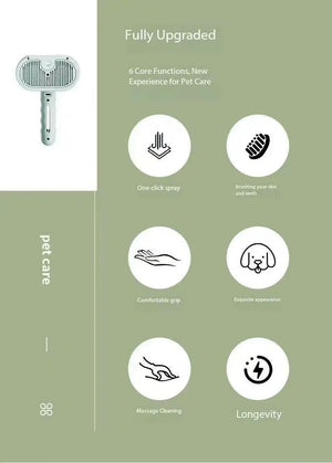 Spray mist grooming comb for cat fur cleaning and massage