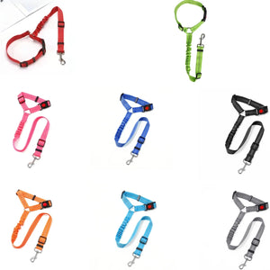 Elastic reflective nylon car seatbelt leash for dogs