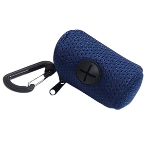 Mesh dog poop bag holder and dispenser for lead or belt