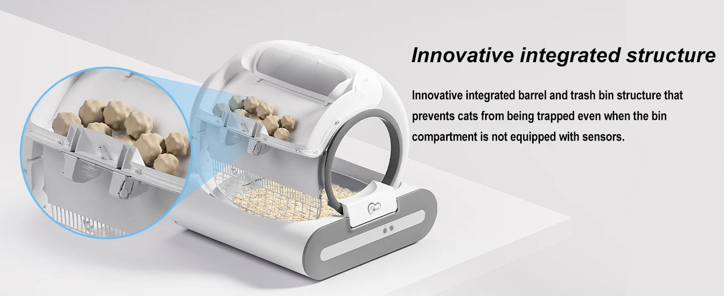 CleanPaws self-cleaning litter box — anti-trap safety design