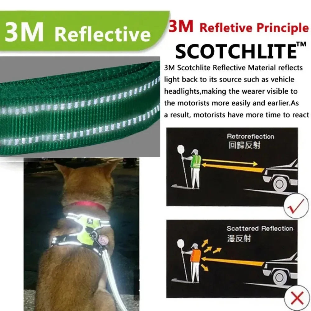Reflective breathable nylon vest harness for small to large dogs