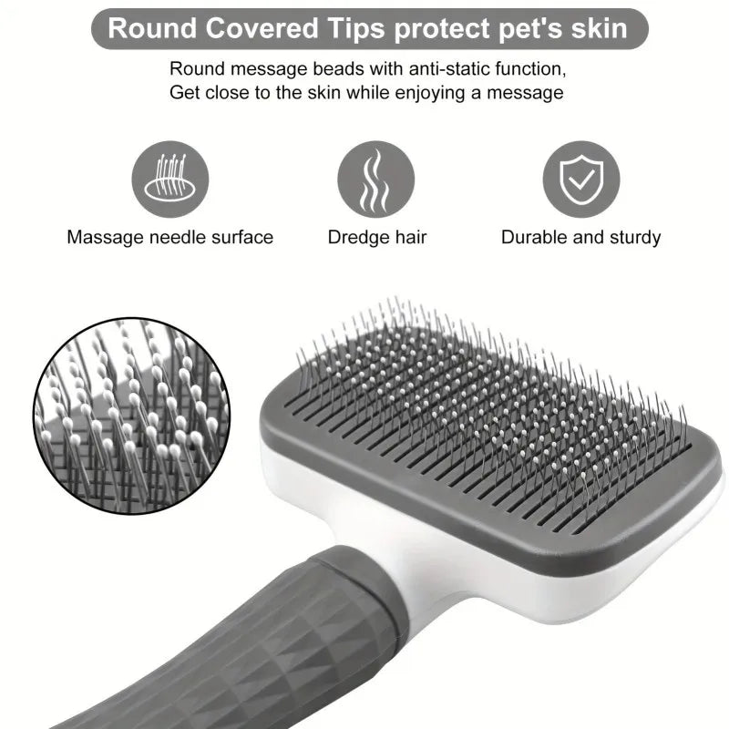 Soft-tip detangling brush for long and short-haired dogs and cats