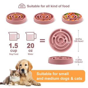 Slow-feeding bowl for dogs and cats to help prevent choking and fast eating