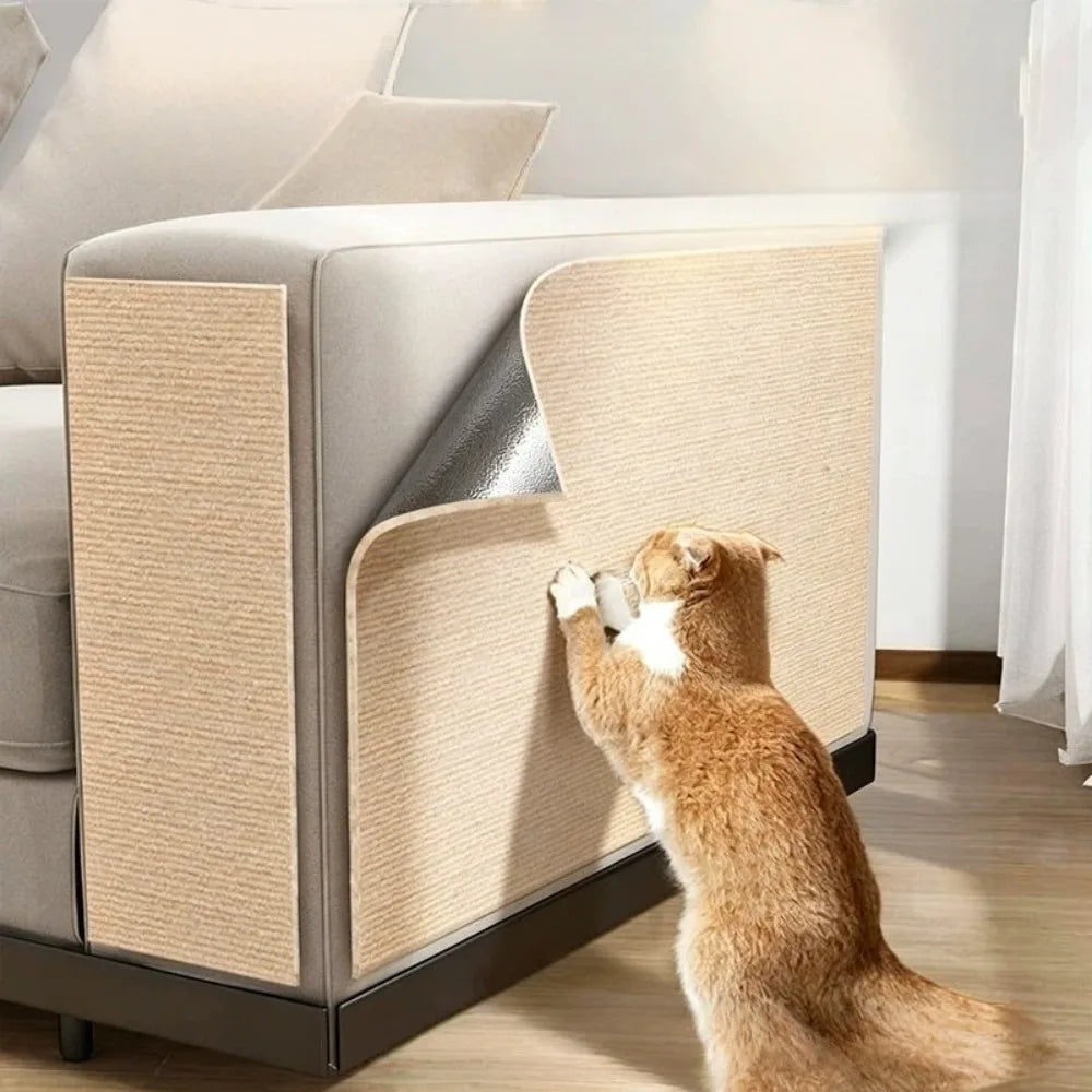 Compact self-adhesive scratch pad to protect furniture from cats