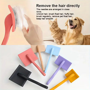 Extra-long pin slicker brush for thick or curly dog and cat coats