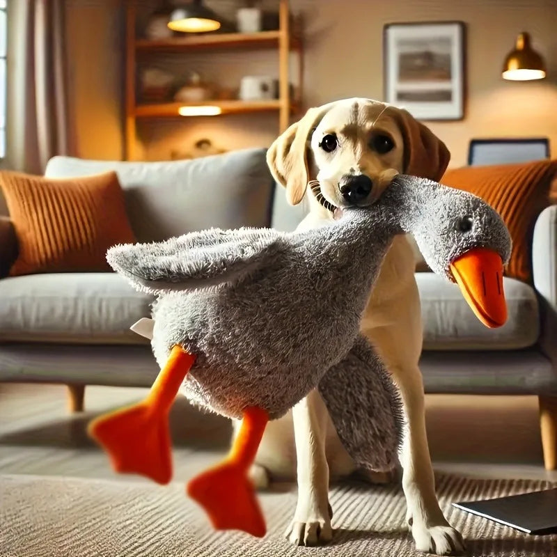 Soft plush duck companion toy for dogs and cats