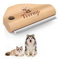 Stainless steel deshedding brush with wooden handle for dogs and cats