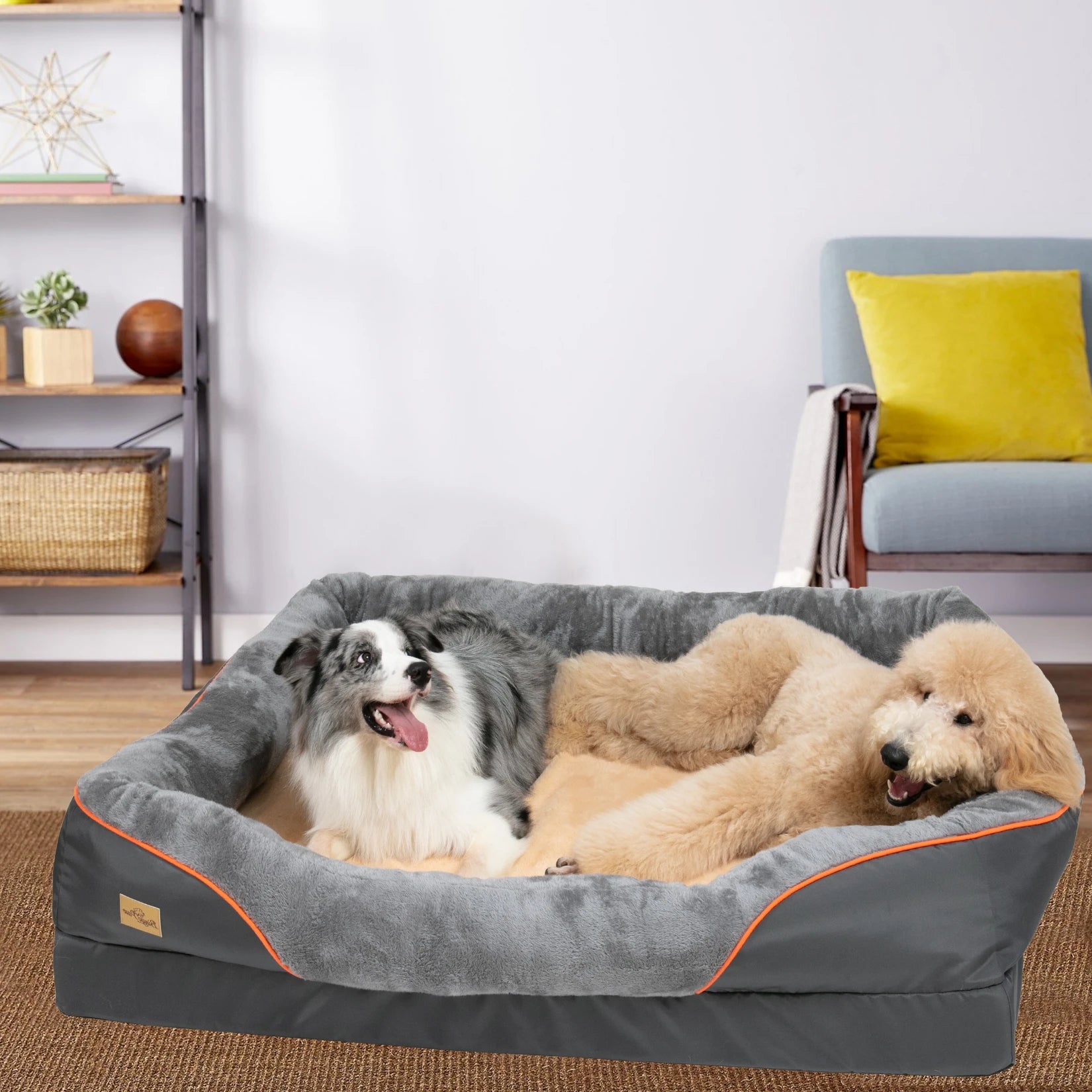 Large fleece dog bed with removable washable waterproof cover