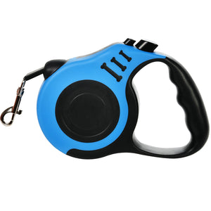 Retractable nylon dog leash with adjustable 3m or 5m length