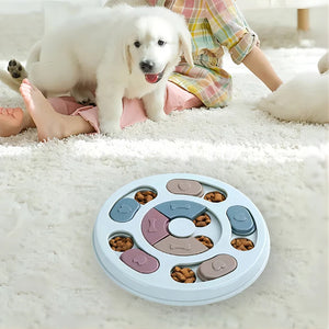 Interactive slow feeder food dispenser toy for dogs