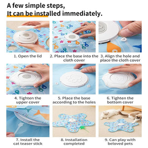 Motion-activated hide and seek feather teaser toy for cats