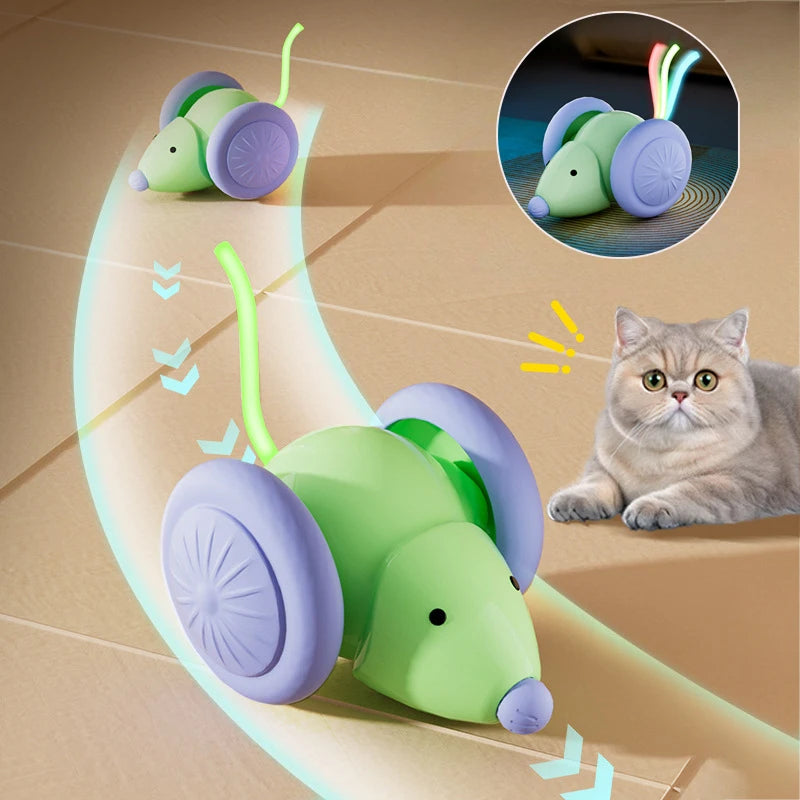 Rechargeable electric mouse toy with obstacle avoidance for cats