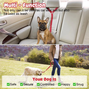 Elastic reflective nylon car seatbelt leash for dogs