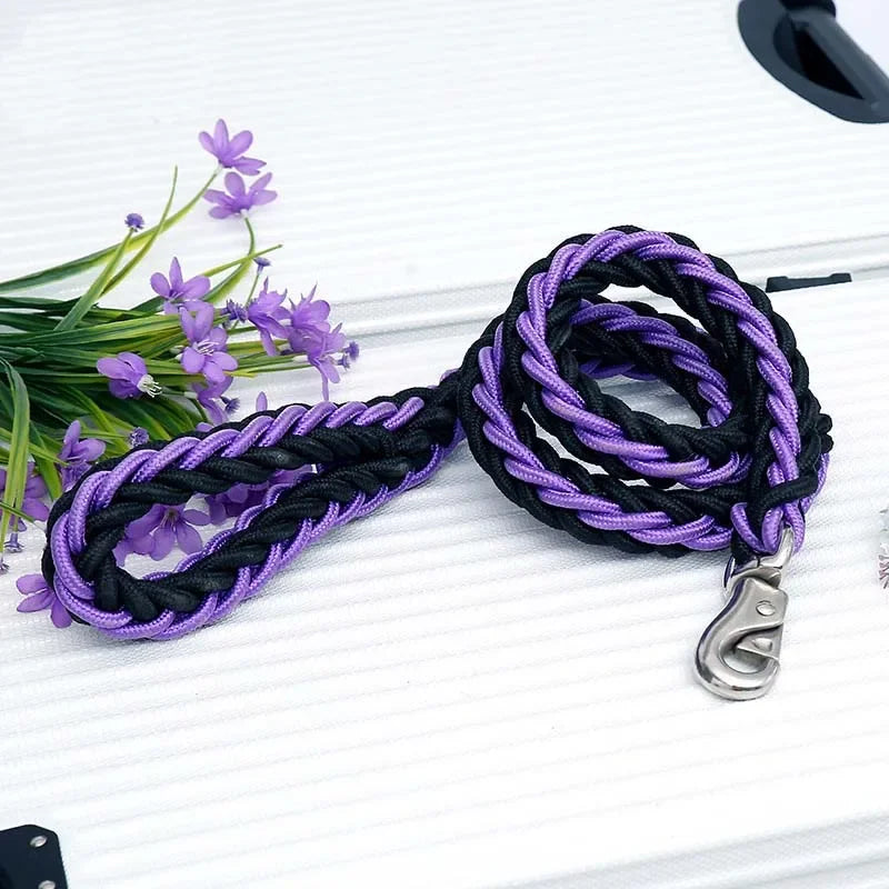Braided nylon rope leash for medium to large dogs