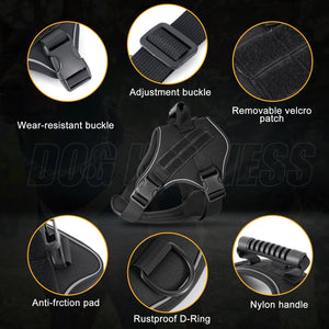 Reflective tactical-style training vest harness for dogs