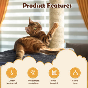 Tall cat scratching post and climbing tower for indoor cats