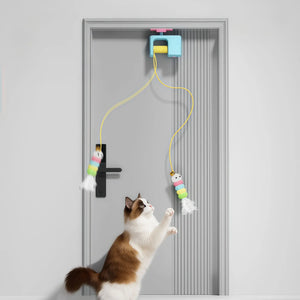 Automatic rechargeable hanging teaser toy for interactive cat play