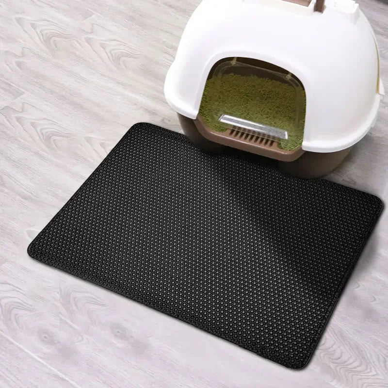 Double-layer waterproof litter trapping mat for cats