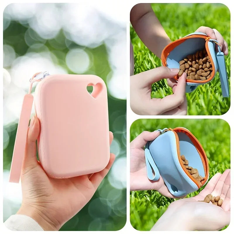 Waterproof silicone treat pouch for dog training walks