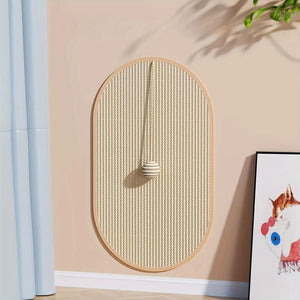 Natural sisal wall-mounted scratch pad for cats