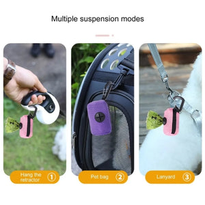 Compact waste bag holder that clips onto a dog leash