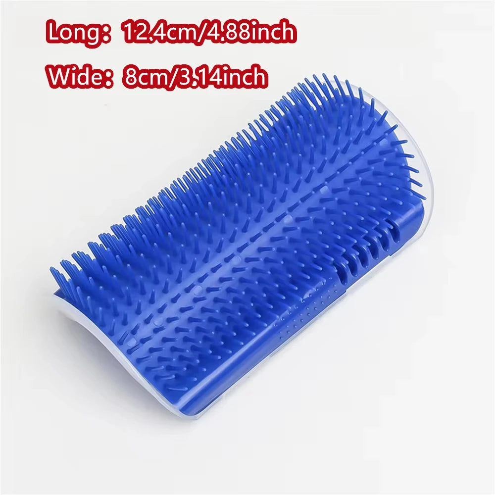 Wall-corner self-grooming brush for cats