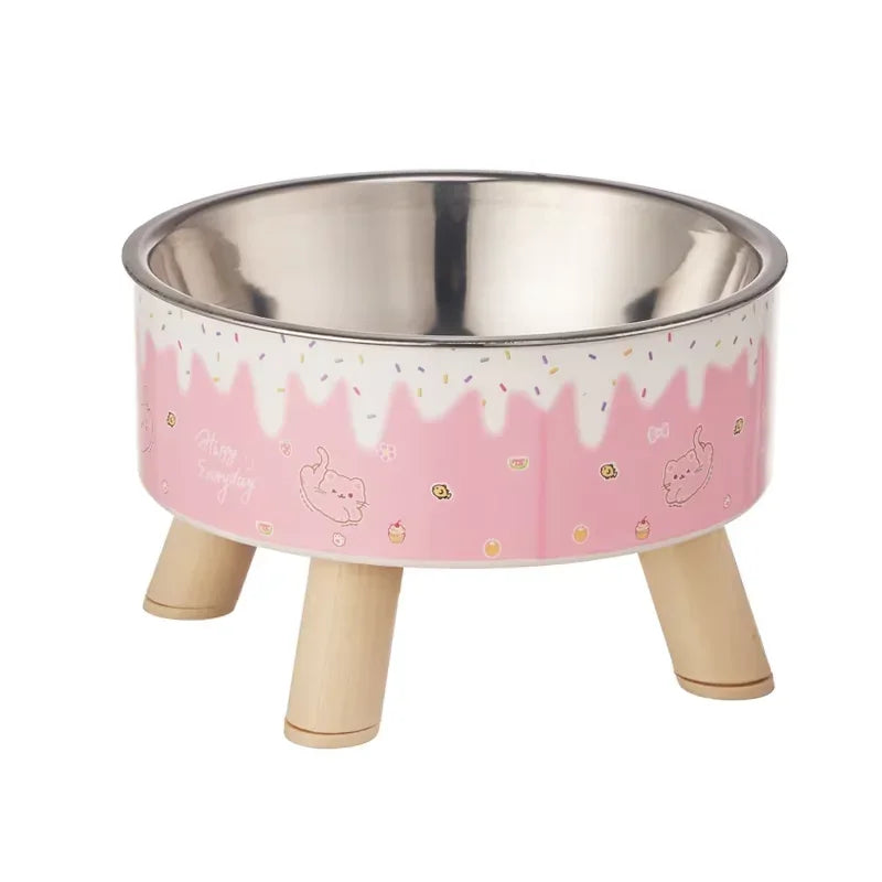 Elevated ice cream design stainless steel feeding bowl for dogs and cats