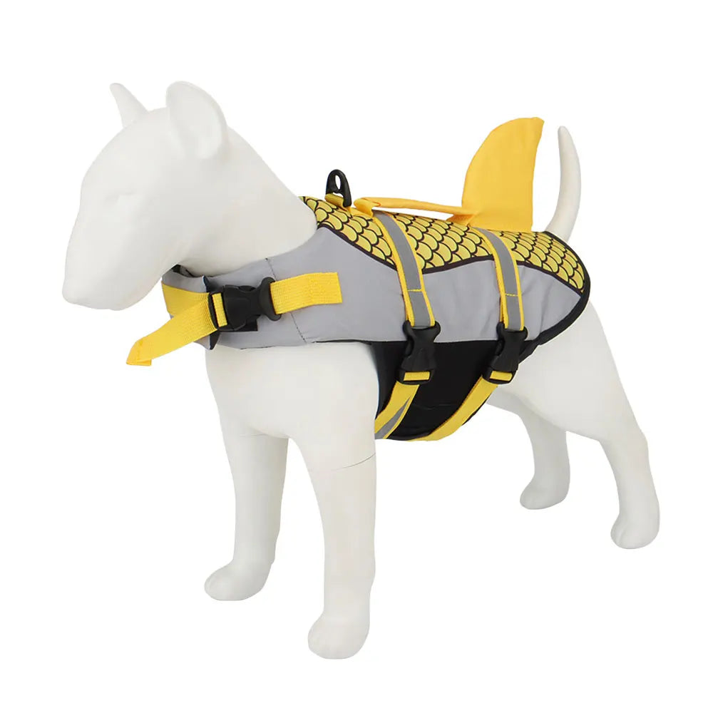 Shark-print swim vest life jacket for dogs