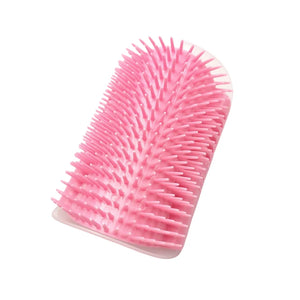 Wall-corner self-grooming brush for cats