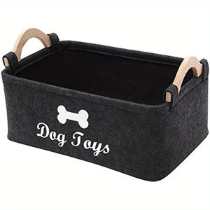 Felt storage basket for pet toys and accessories