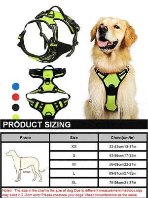 Reflective breathable nylon vest harness for small to large dogs