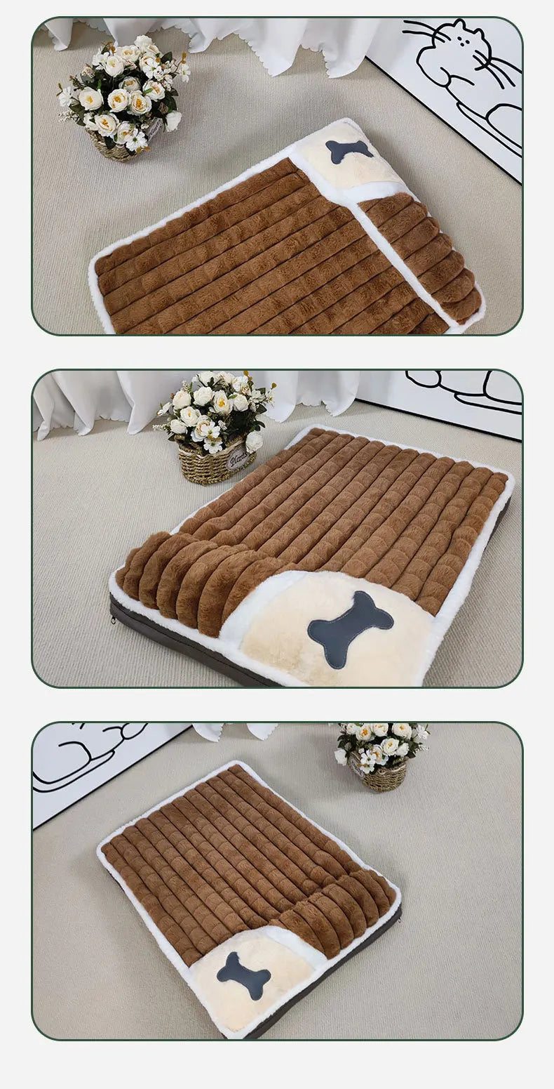 Corduroy sofa-style dog bed with removable washable cover