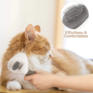 Self-cleaning hair removal grooming brush for dogs and cats