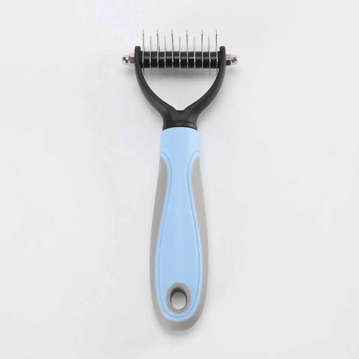 Two-sided stainless steel deshedding comb for dogs and cats