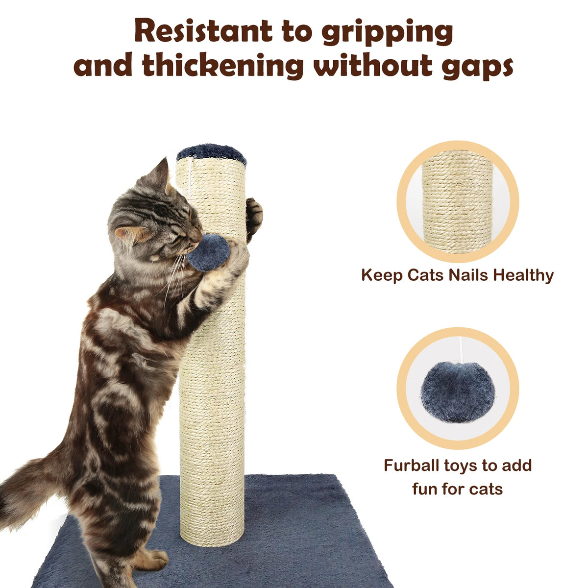 Tall cat scratching post and climbing tower for indoor cats